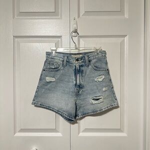 Signature by Levi Strauss | Light Blue Distressed High Waisted Mom Shorts
